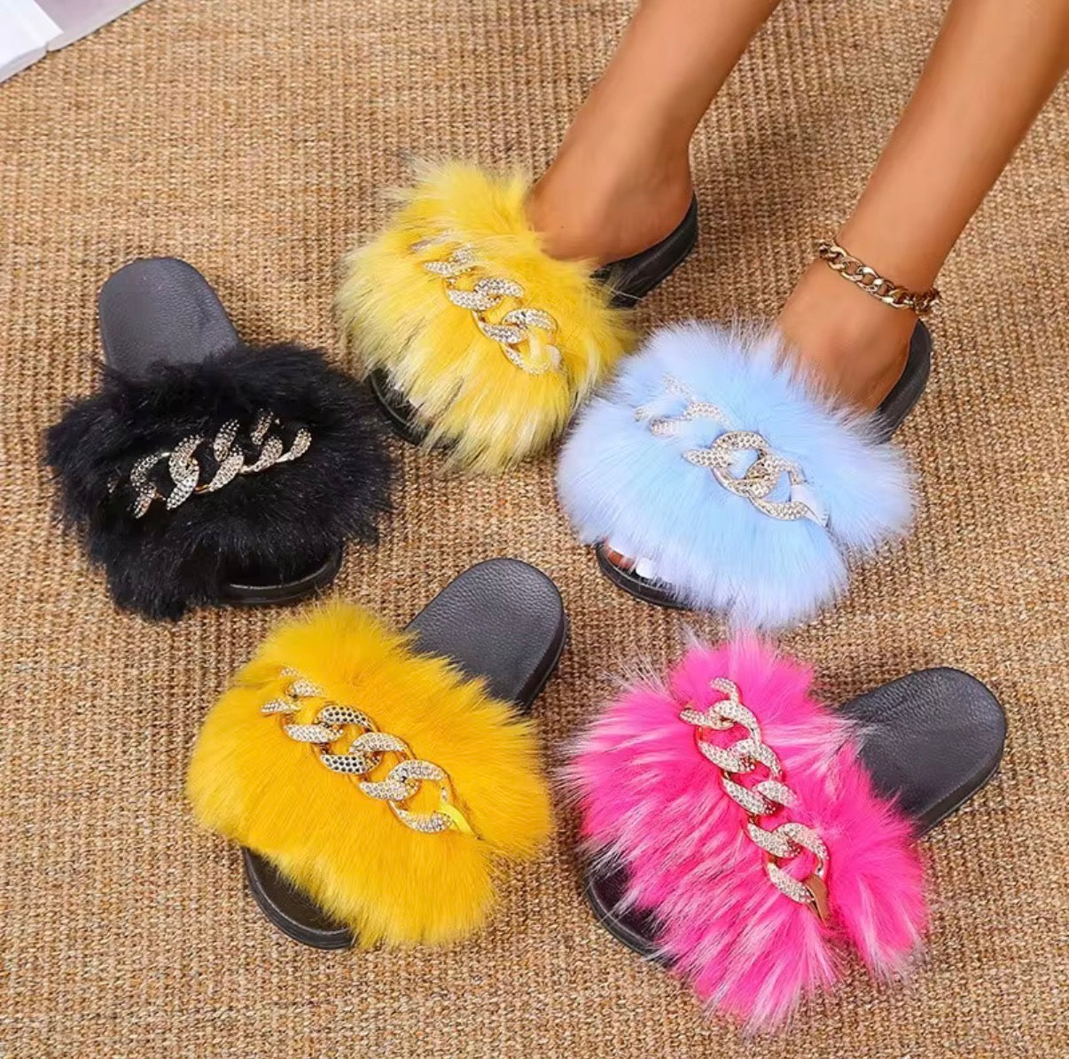 Royal Luxe Fur Slides