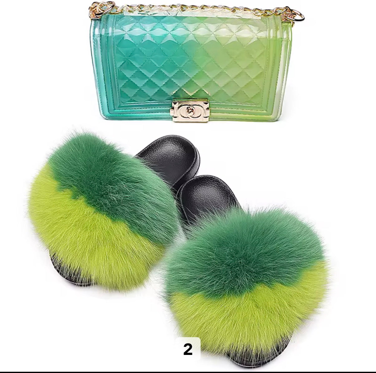 Luxury Fur Slides Set