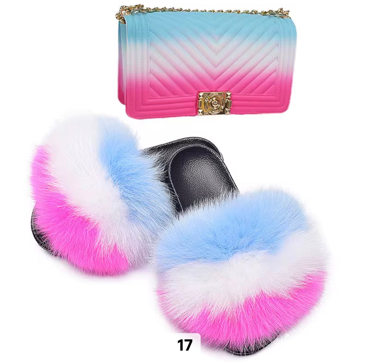 Luxury Fur Slides Set