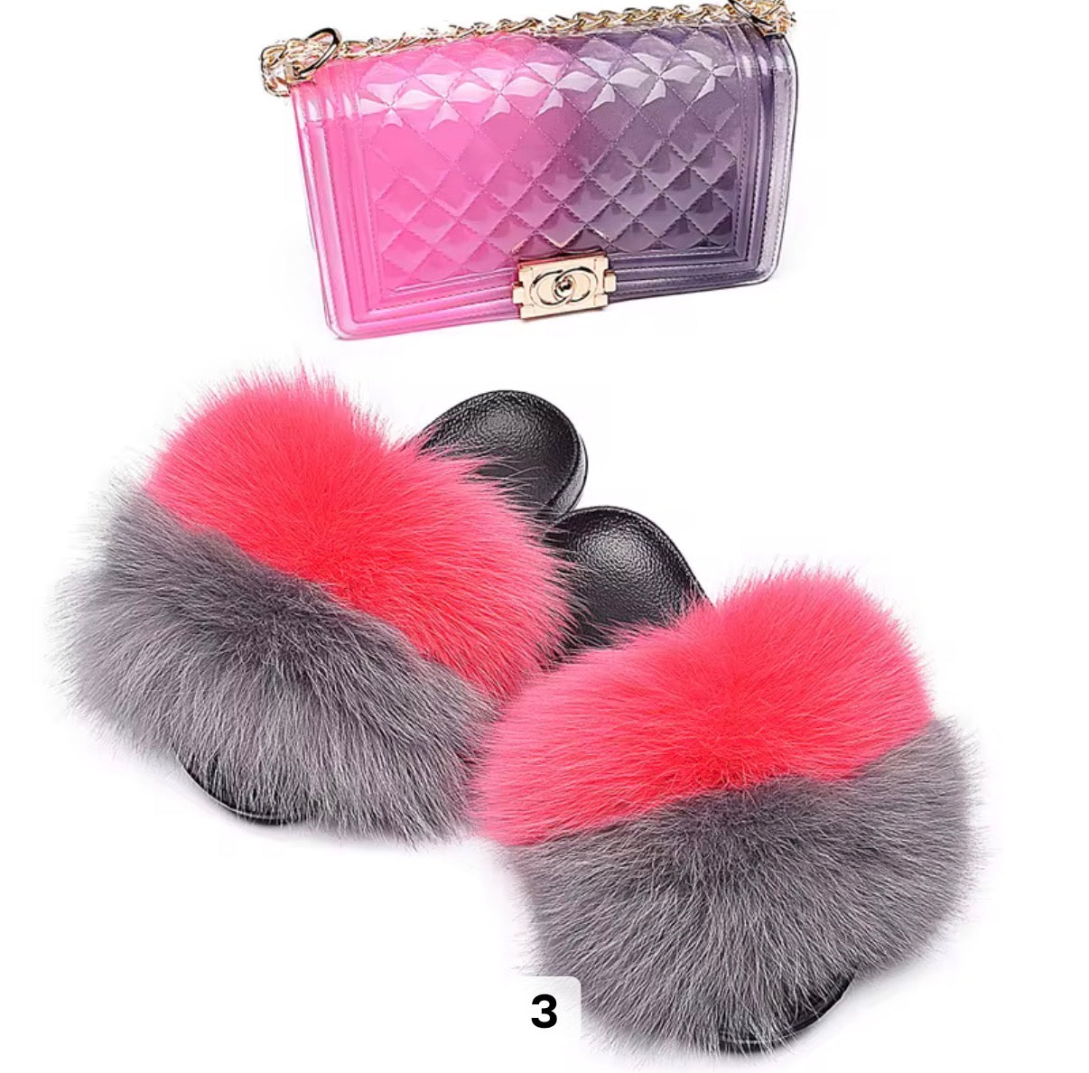 Luxury Fur Slides Set