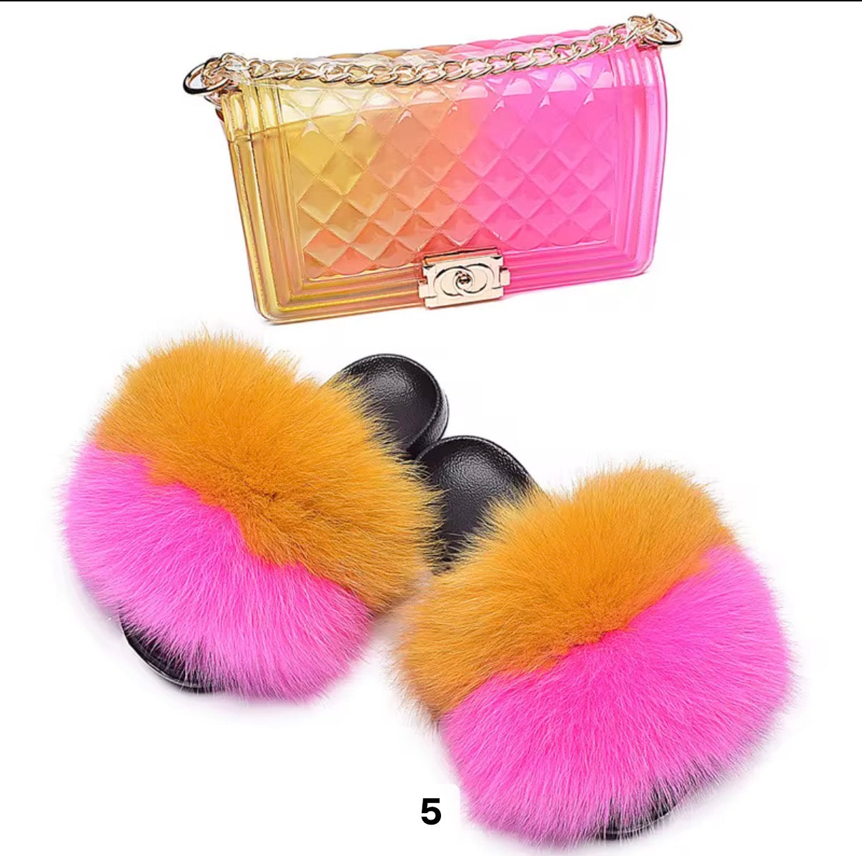 Luxury Fur Slides Set