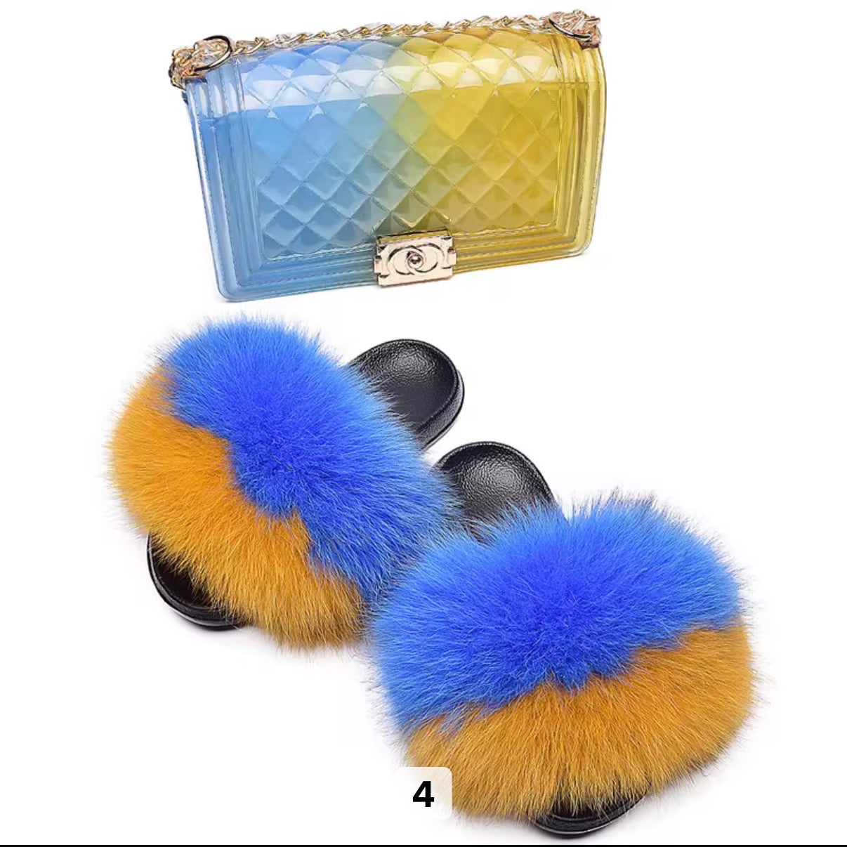 Luxury Fur Slides Set