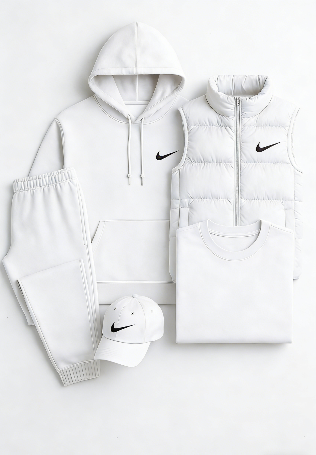 Nk Complete Set - Sweatshirt, Pants, Puffer Jacket