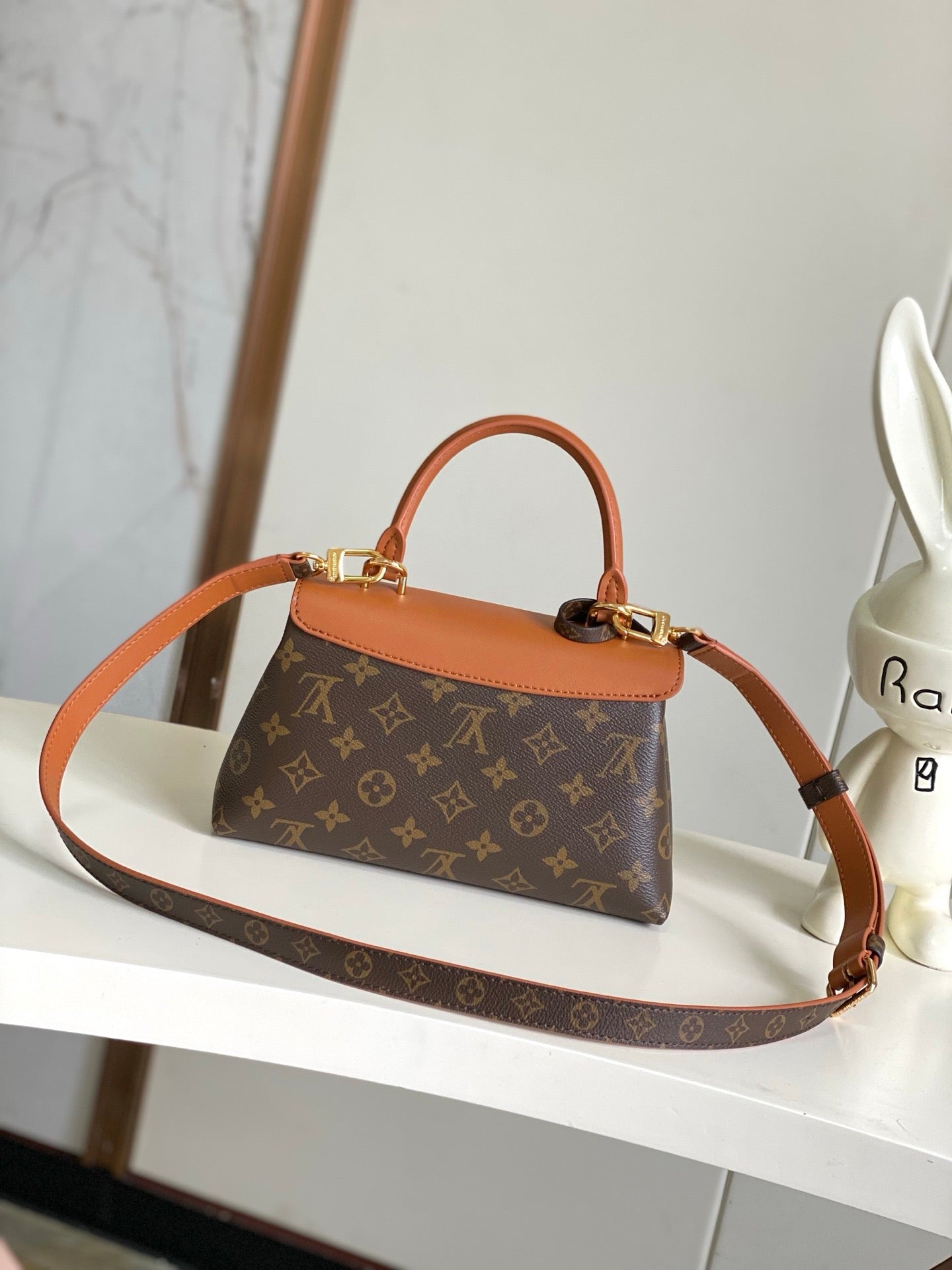 Classic Orange Top Handle Crossbody Bag