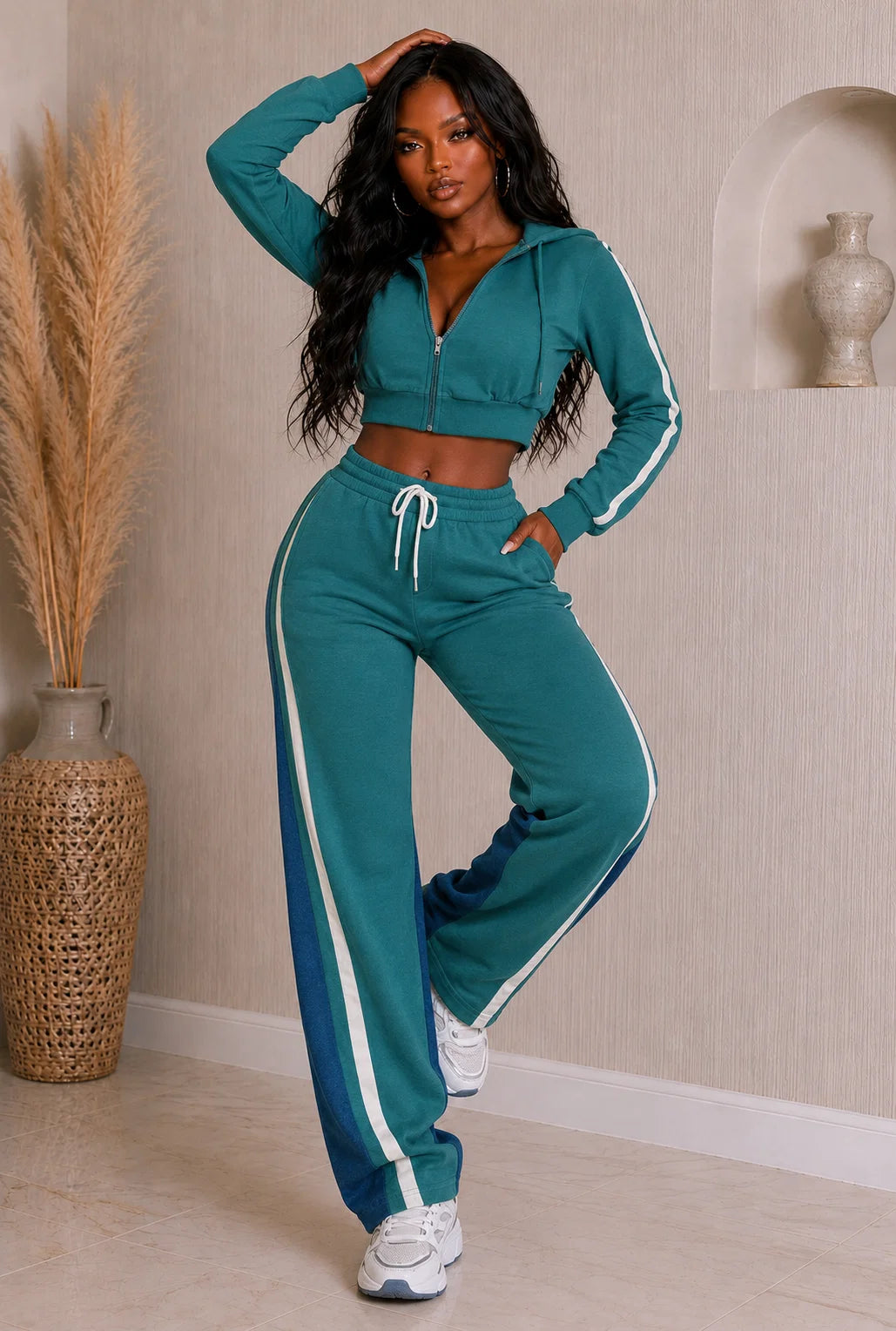 Royal SOFT BRUSHED JACKET & DENIM CONTRAST PANTS SET