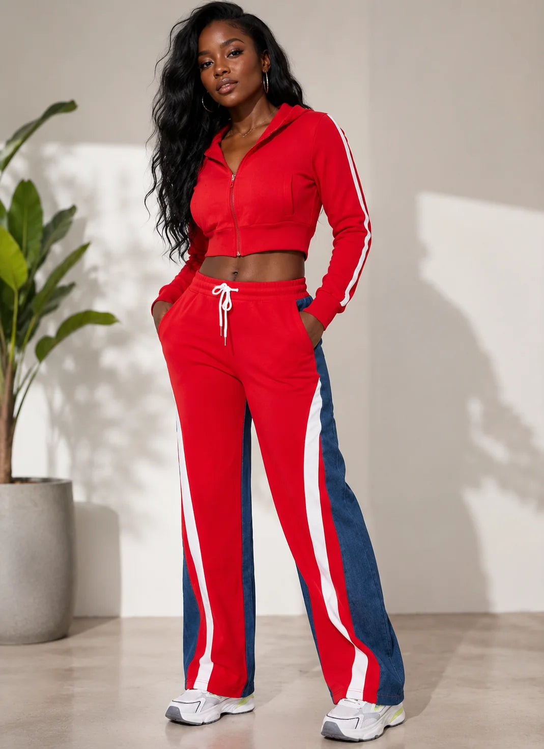 Royal SOFT BRUSHED JACKET & DENIM CONTRAST PANTS SET