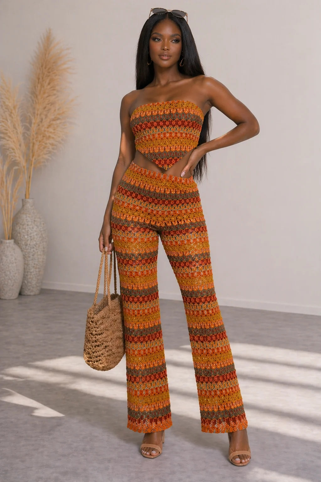 Royal CROCHET TUBE TOP & PANTS SET