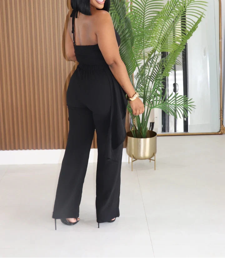 Royal HALTER RUFFLED SHIRRING TOP & PANTS SET